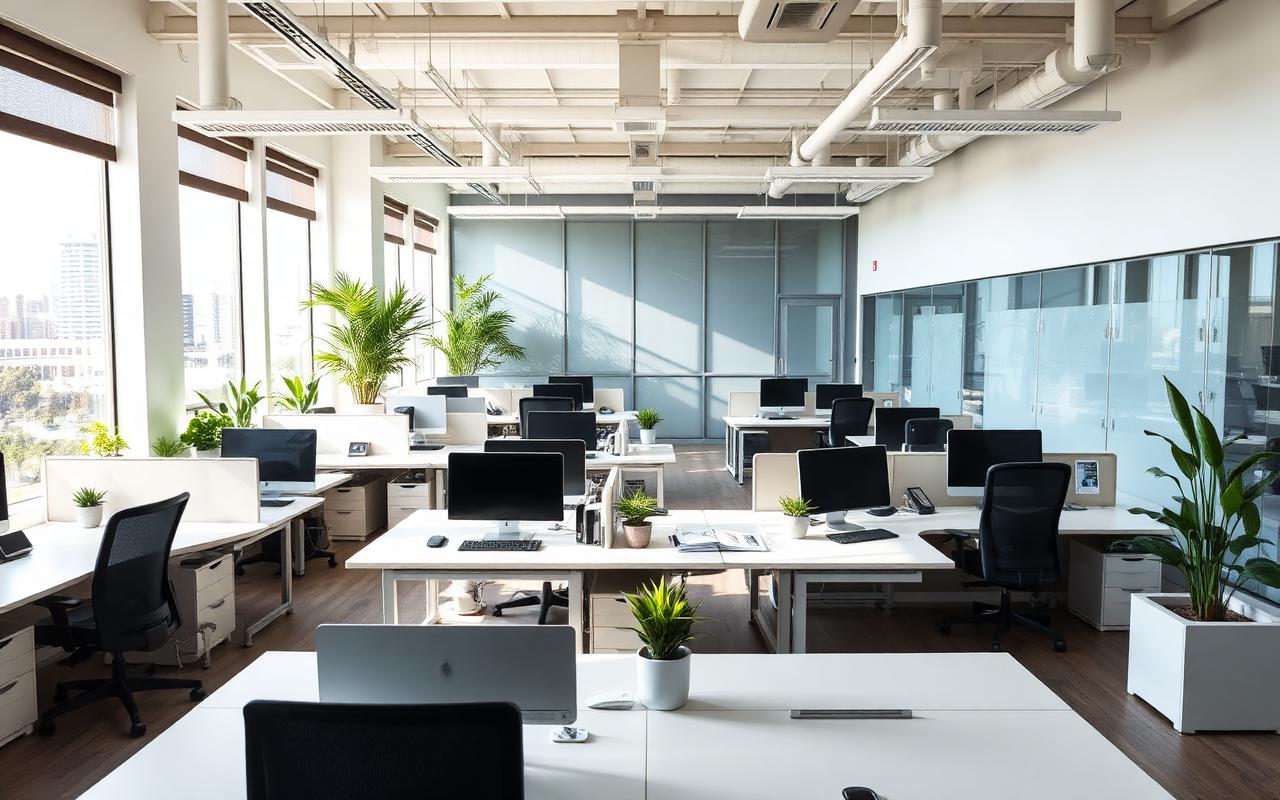 Modern open office space, cleaned
